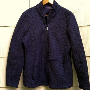 Spyder Black Cable Knit Sweater Style Zip Up Jacket XL Excellent Confition SKI